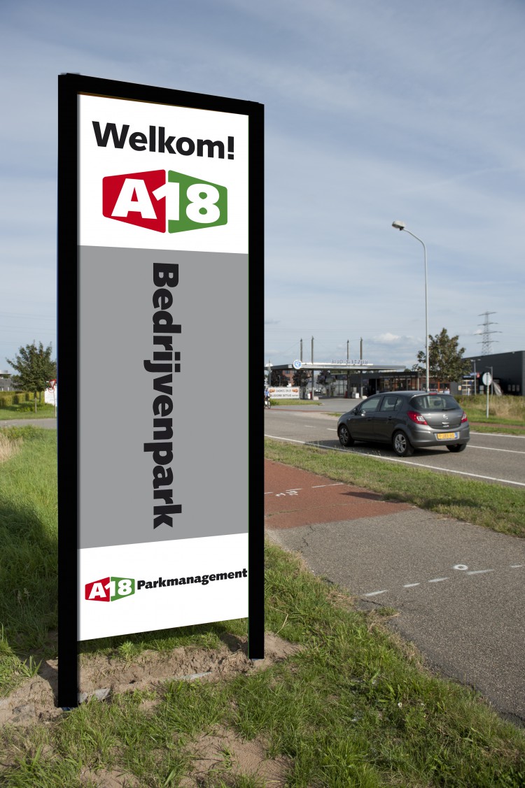 Welkomstbord B voorbeeld grijs vlak zw tekst